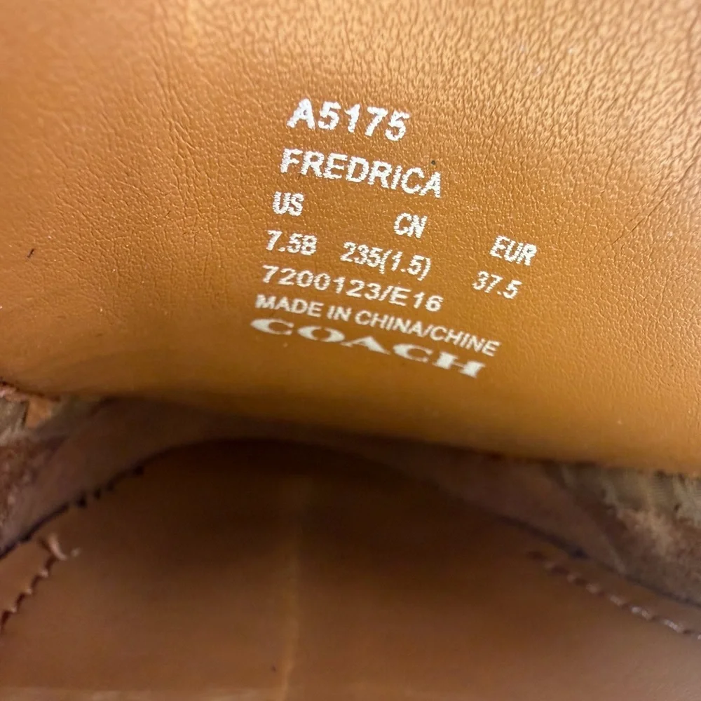 COACH Fredrica Pebble Grain Leather Loafers - Cognac - Size 7.5 M - New in box - Picture 7 of 7
